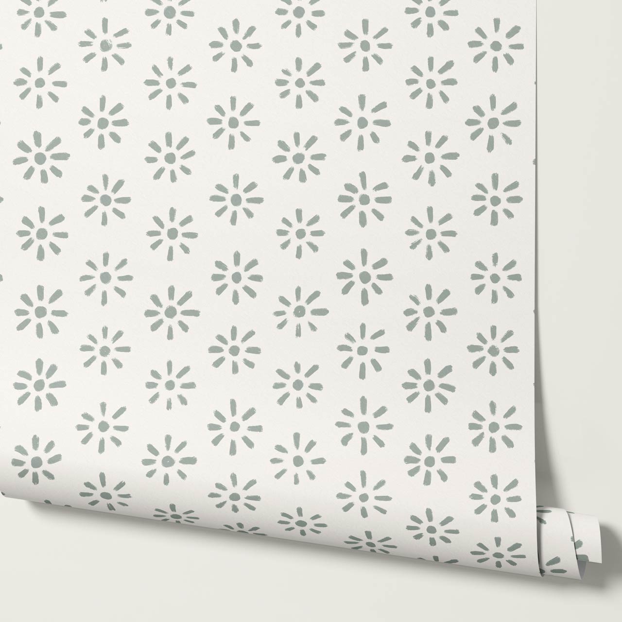 Lorena Starburst Dry Sage Cream Wallpaper