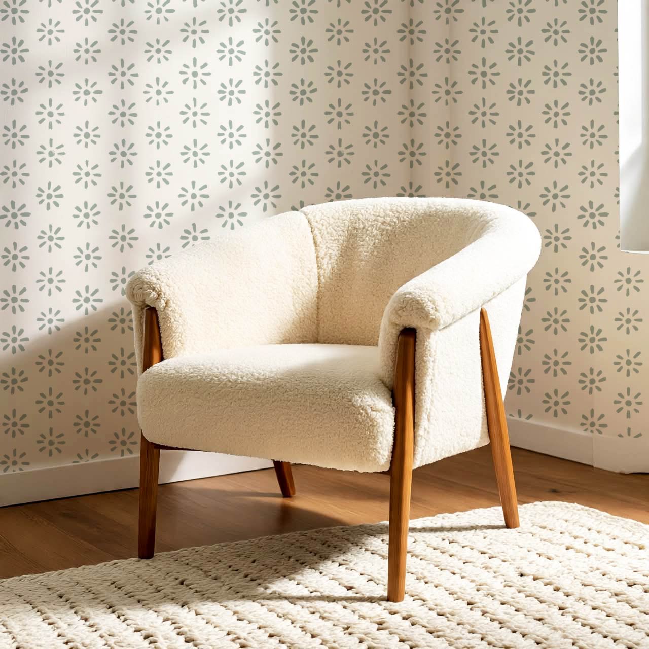 Lorena Starburst Dry Sage Cream Wallpaper