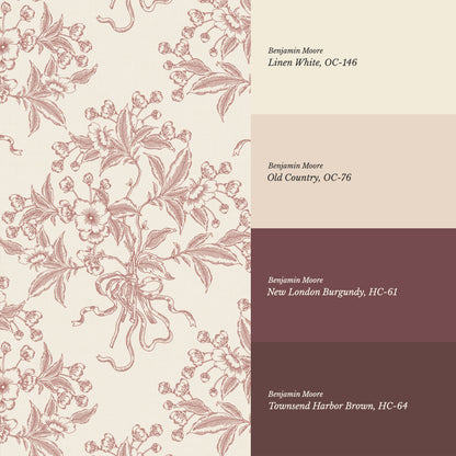 Lori Cherry Bloom Bouquets Burgundy Wallpaper