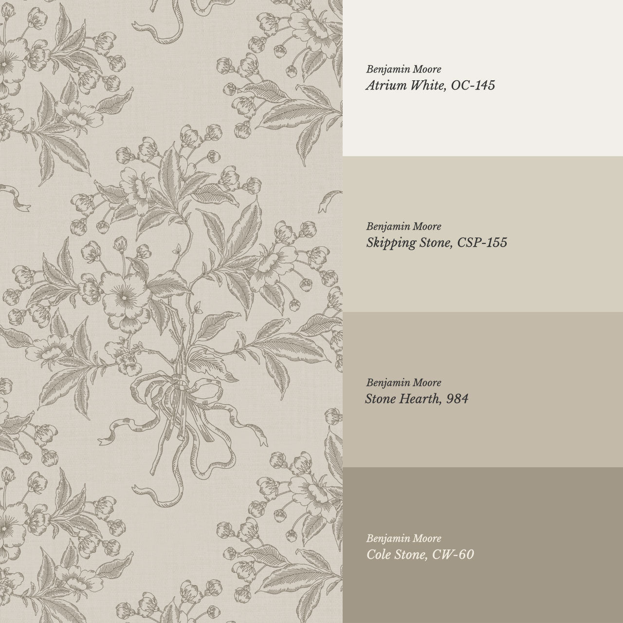 Lori Cherry Bloom Bouquets Stone Gray Wallpaper