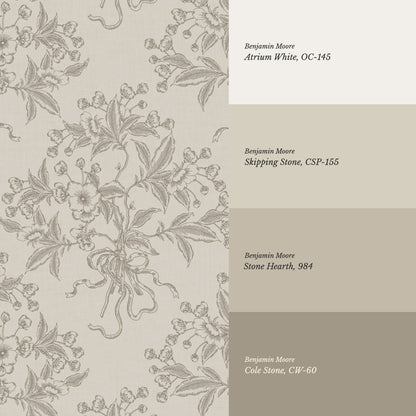 Lori Cherry Bloom Bouquets Stone Gray Wallpaper