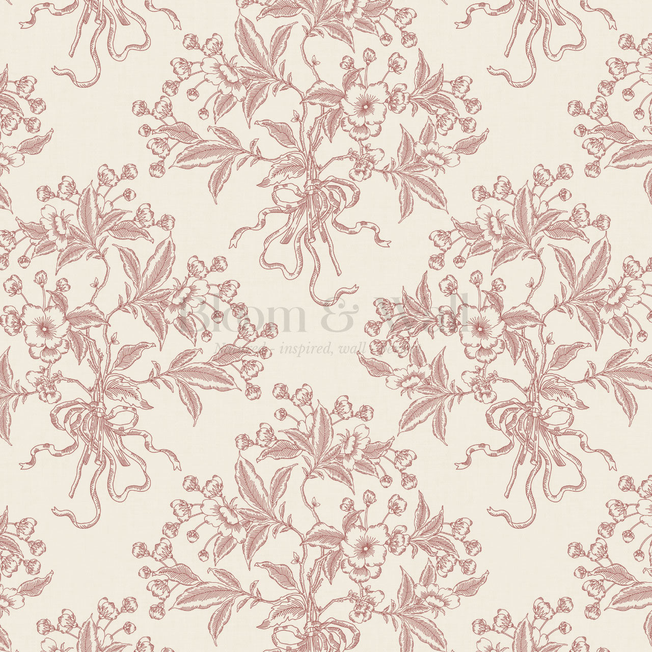 Lori Cherry Bloom Bouquets Burgundy Wallpaper
