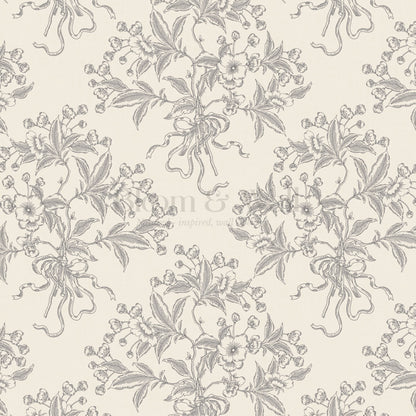 Lori Cherry Bloom Bouquets Stone Gray Wallpaper