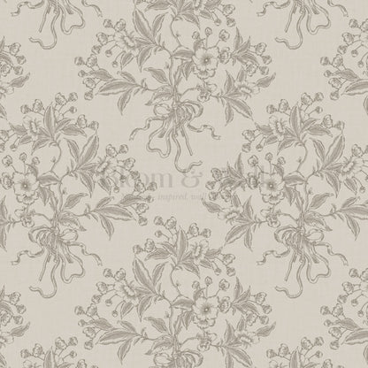 Lori Cherry Bloom Bouquets Stone Gray Wallpaper
