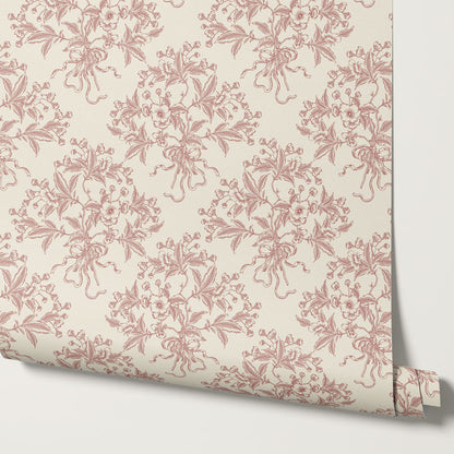 Lori Cherry Bloom Bouquets Burgundy Wallpaper