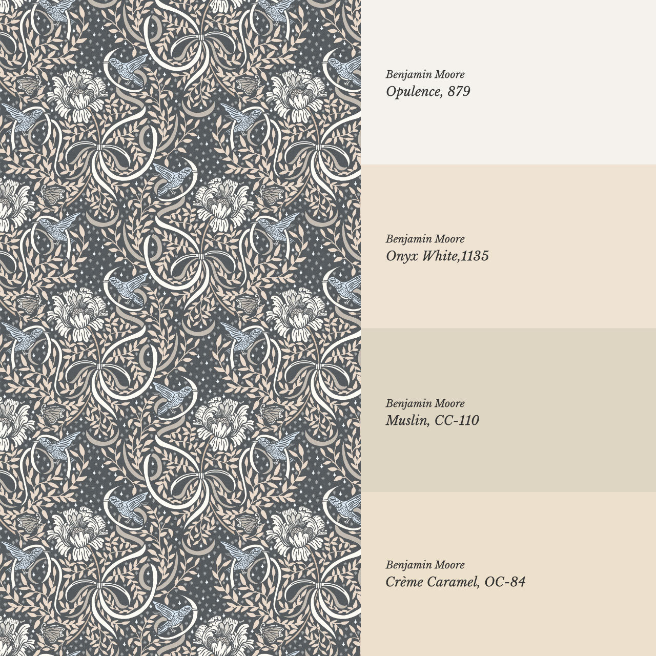 Lori Fairytale Bows Slate Wallpaper