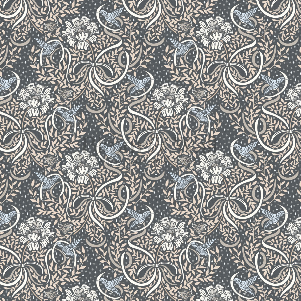Lori Fairytale Bows Slate Wallpaper