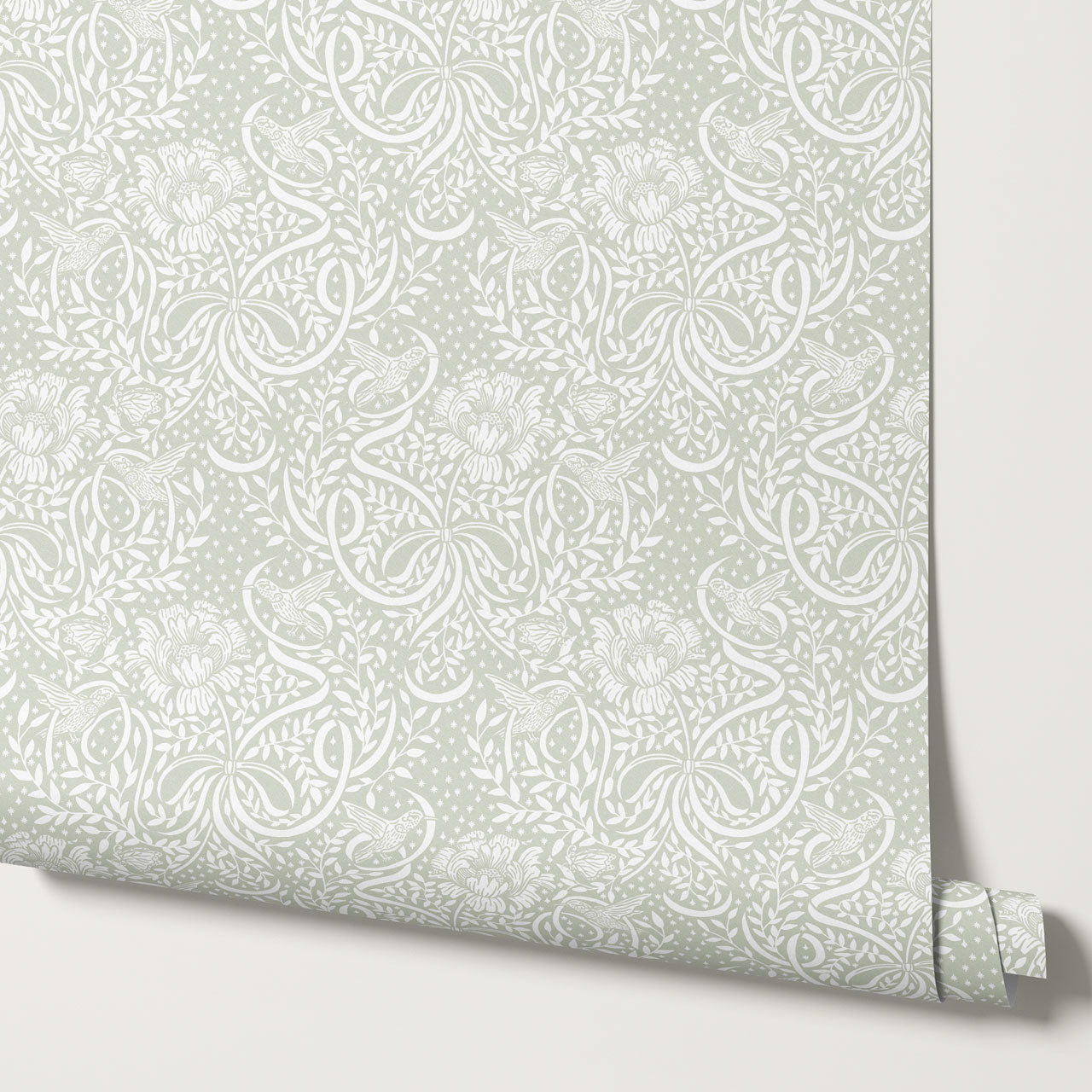 Lori Fairytale Bows Sage Wallpaper