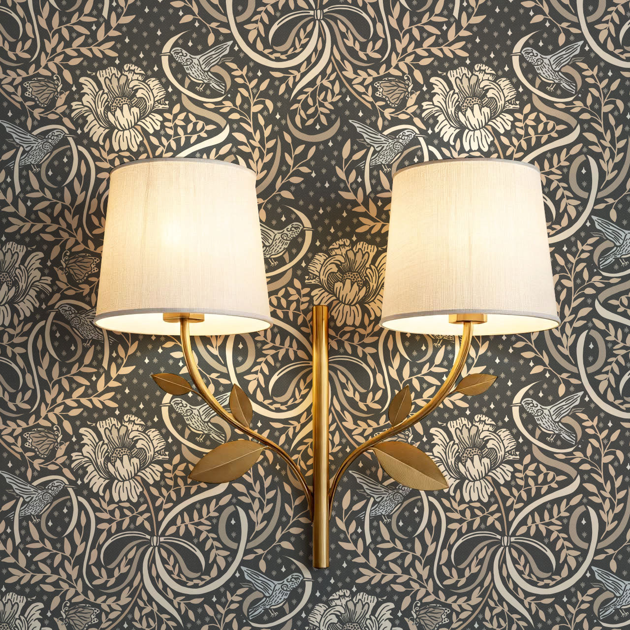 Lori Fairytale Bows Slate Wallpaper