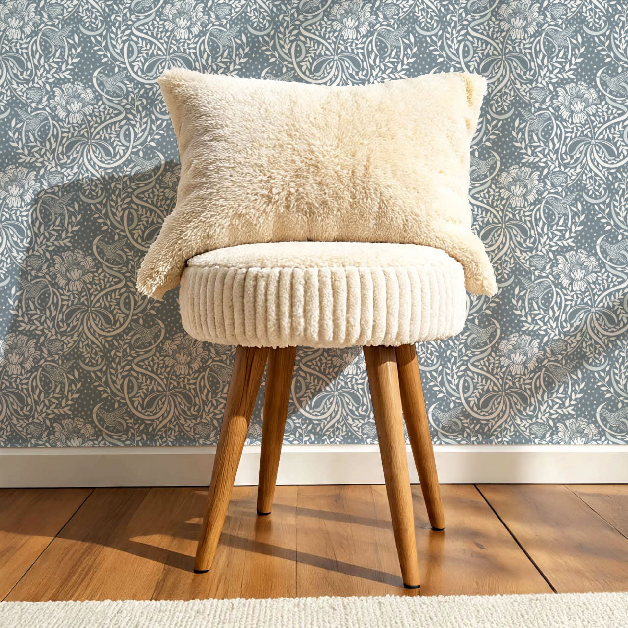 Lori Fairytale Bows Blue Wallpaper