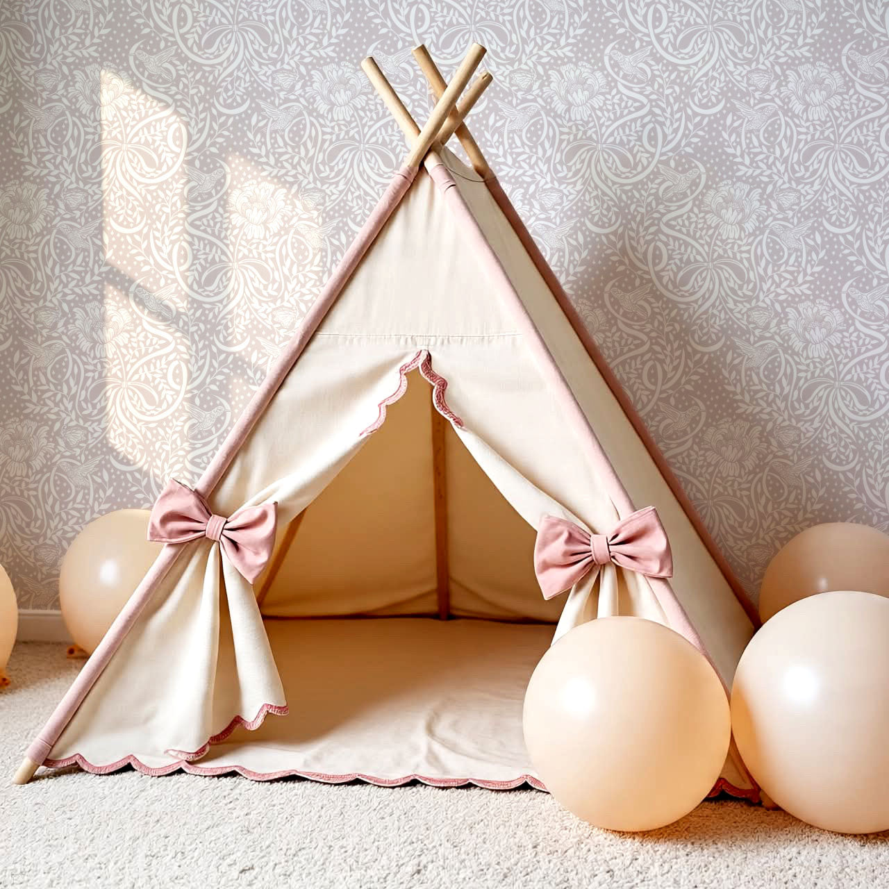 Lori Fairytale Bows Mauve Wallpaper