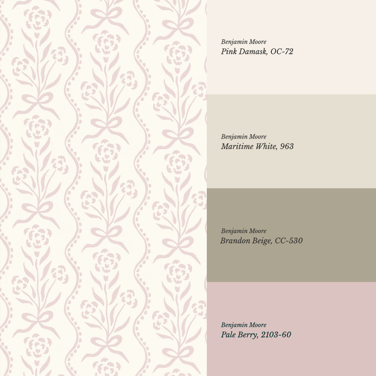 Lorna Marigold Bow Vines Blush Wallpaper