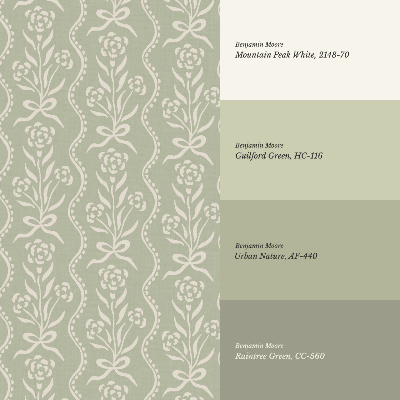 Lorna Marigold Bow Vines Sage Wallpaper