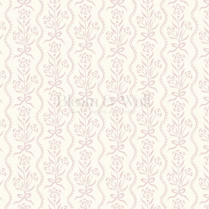 Lorna Marigold Bow Vines Blush Wallpaper
