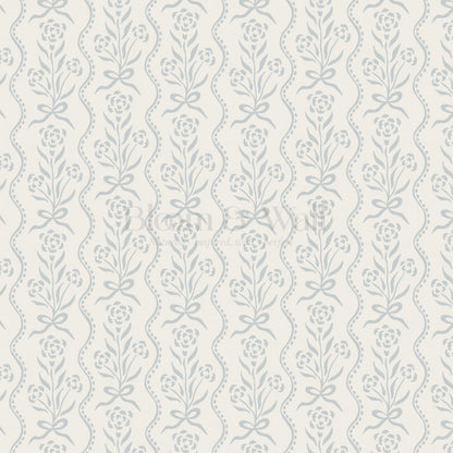 Lorna Marigold Bow Vines French Blue Wallpaper