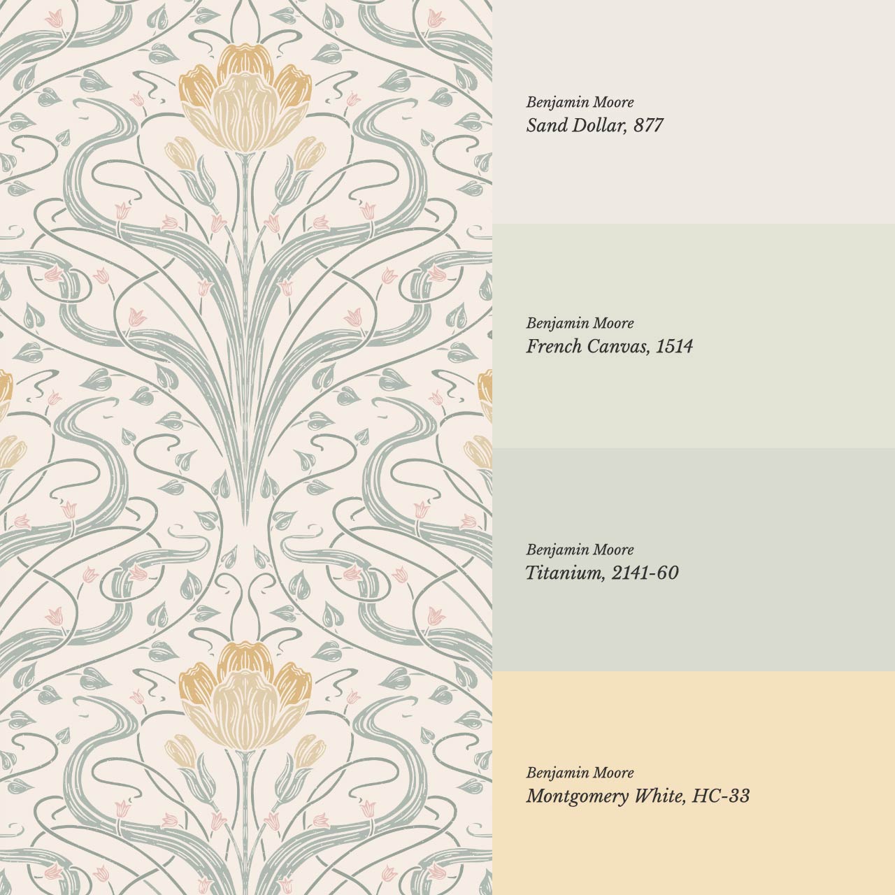 Louve Large Flora Nouveau Butter Ivory Wallpaper