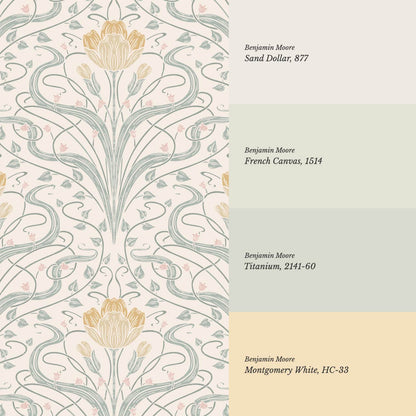 Louve Large Flora Nouveau Butter Ivory Wallpaper
