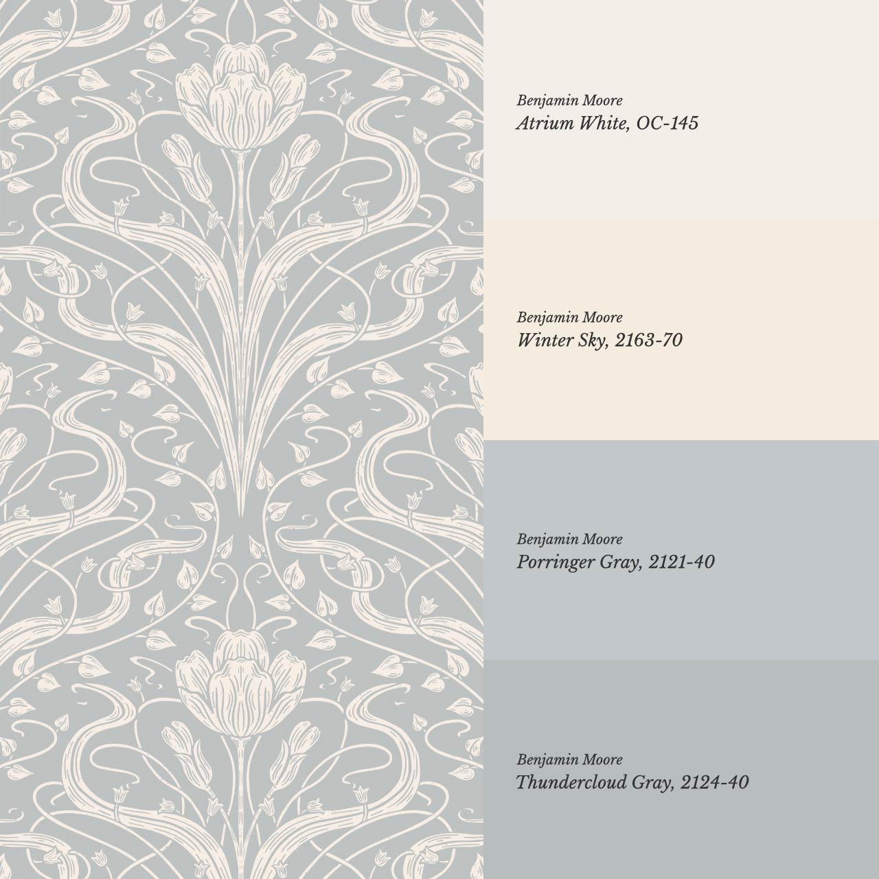 Louve Large Flora Nouveau Sterling Ivory Wallpaper