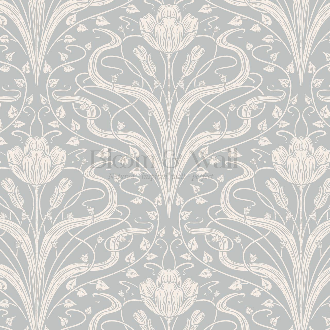 Louve Large Flora Nouveau Sterling Ivory Wallpaper