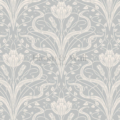 Louve Large Flora Nouveau Sterling Ivory Wallpaper