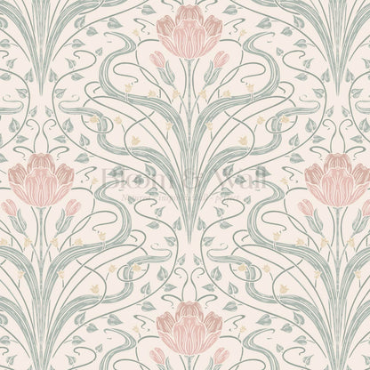 Louve Large Flora Nouveau Blush Ivory Wallpaper