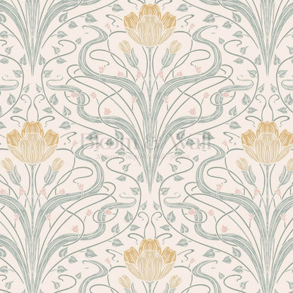 Louve Large Flora Nouveau Butter Ivory Wallpaper