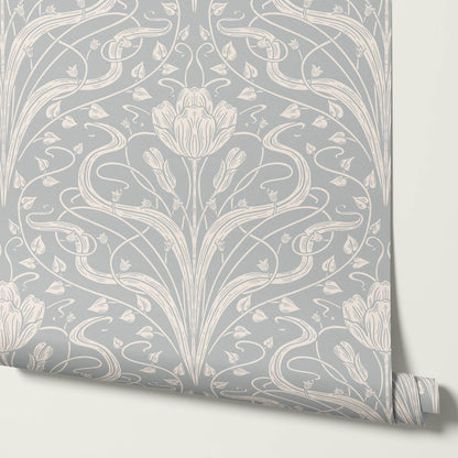 Louve Large Flora Nouveau Sterling Ivory Wallpaper