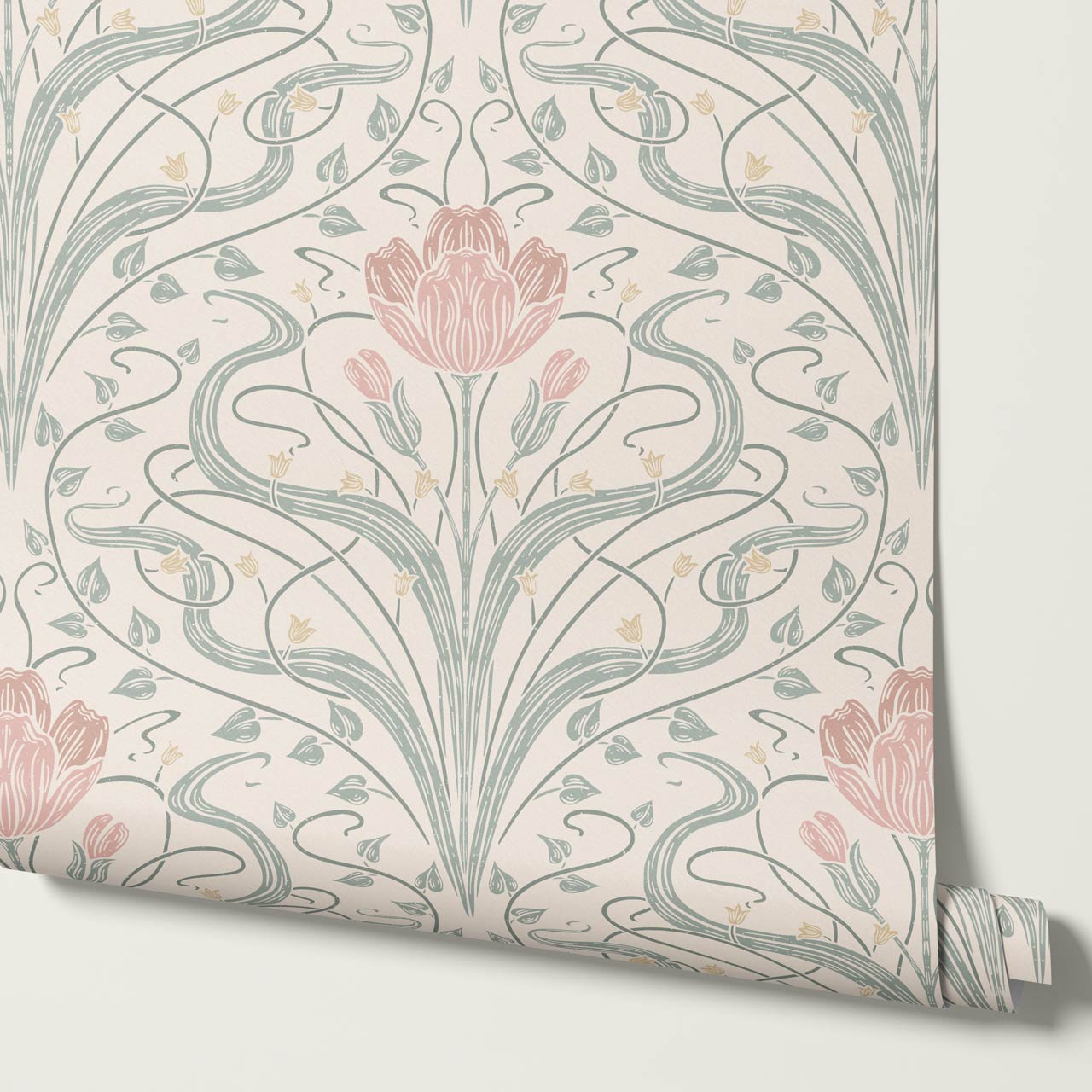 Louve Large Flora Nouveau Blush Ivory Wallpaper