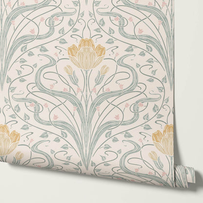 Louve Large Flora Nouveau Butter Ivory Wallpaper