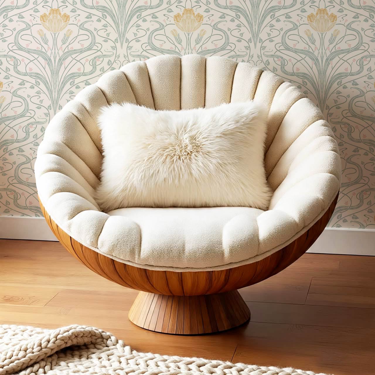 Louve Large Flora Nouveau Butter Ivory Wallpaper