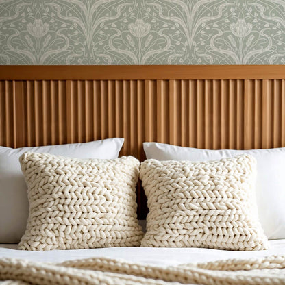 Louve Large Flora Nouveau Moss Cream Wallpaper