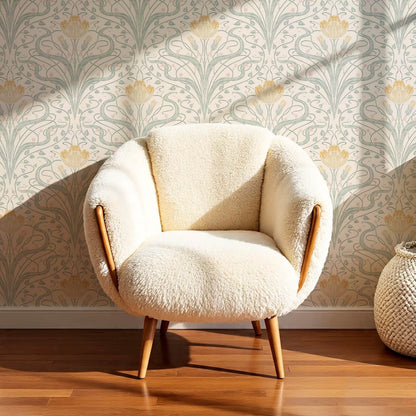 Louve Large Flora Nouveau Butter Ivory Wallpaper