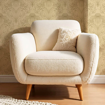 Lovel Large Delicate Line Floral Almond Yellow Wallpaper