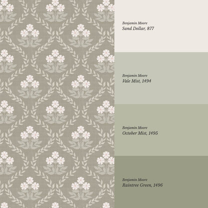 Loviise Grandmillennial Floral Pearl Stone Wallpaper
