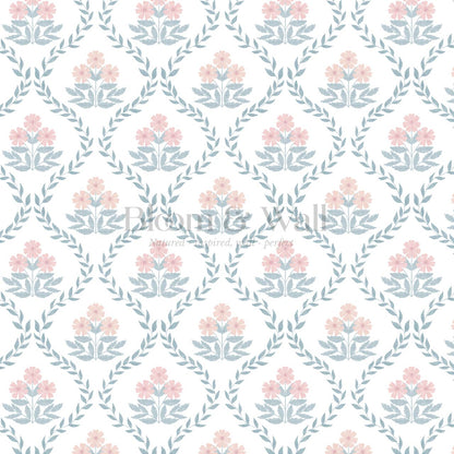 Loviise Grandmillennial Floral Blue Blush Wallpaper