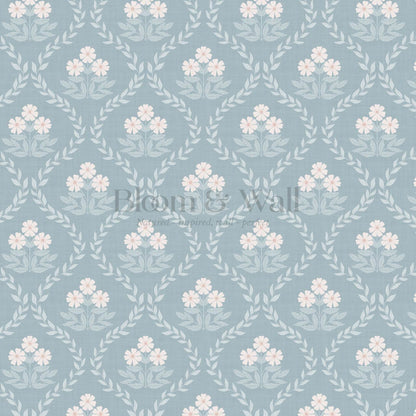 Loviise Grandmillennial Floral Blue Pink Wallpaper