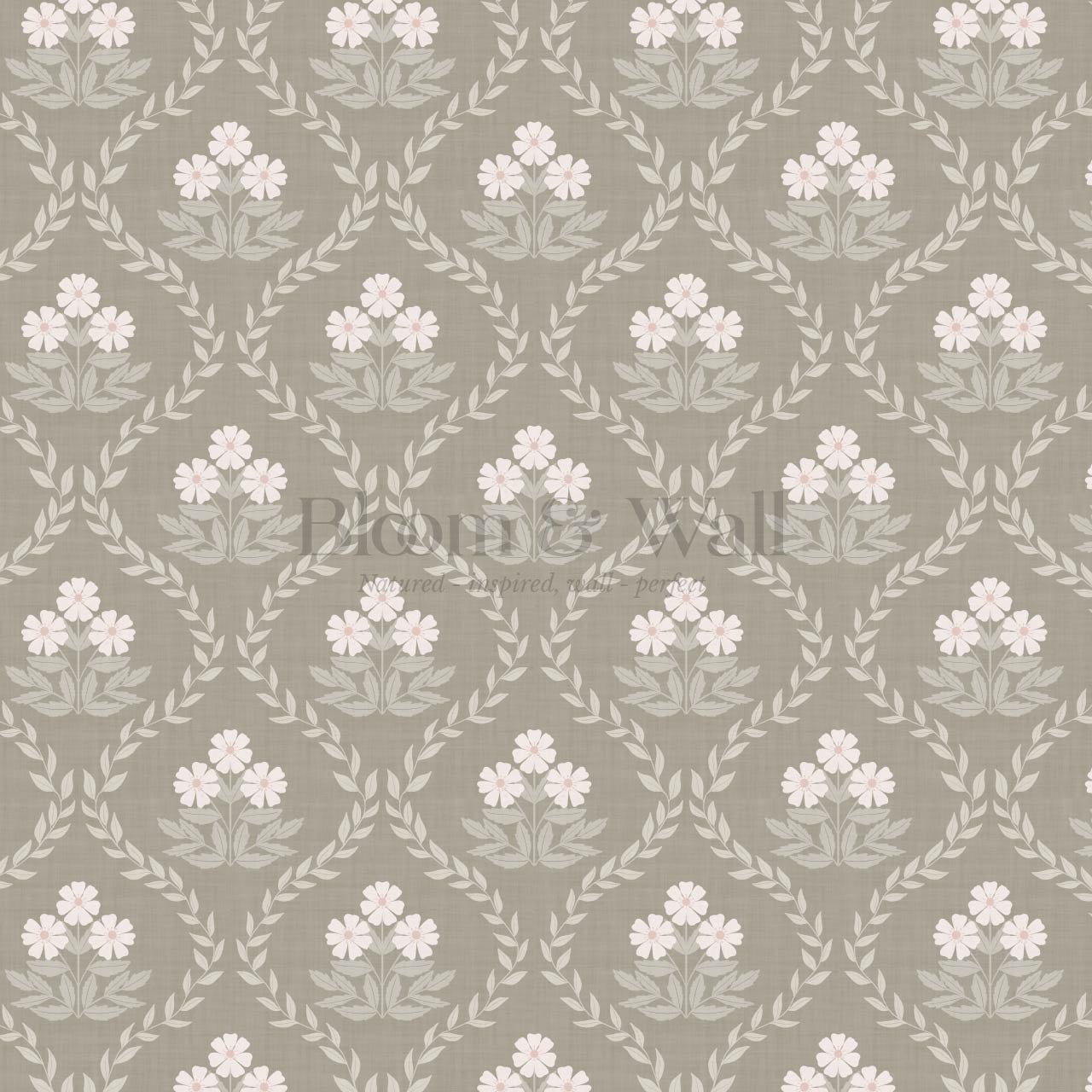 Loviise Grandmillennial Floral Pearl Stone Wallpaper
