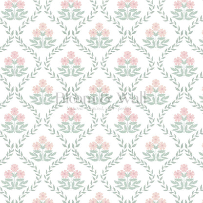 Loviise Grandmillennial Floral Green Blush Wallpaper