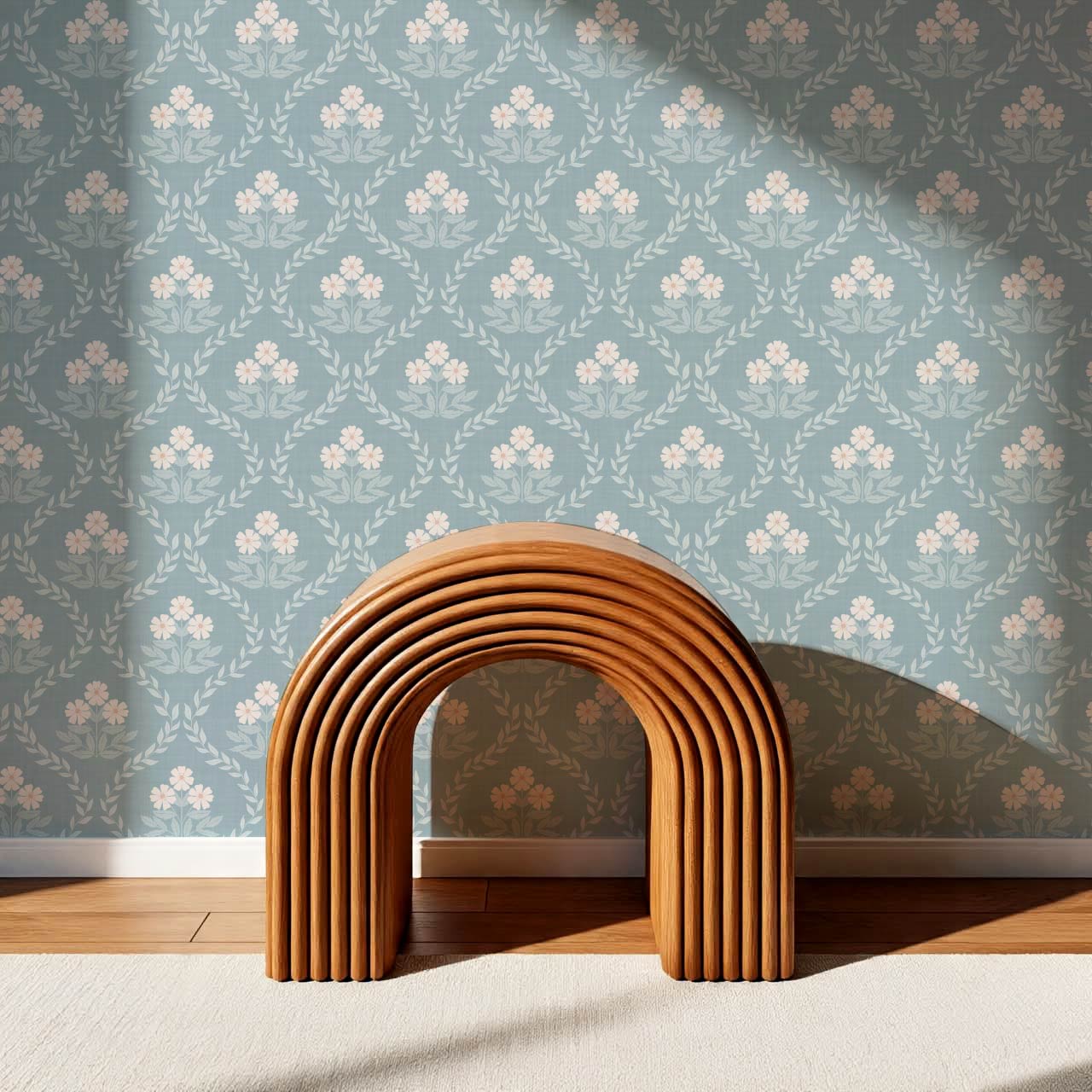 Loviise Grandmillennial Floral Blue Pink Wallpaper