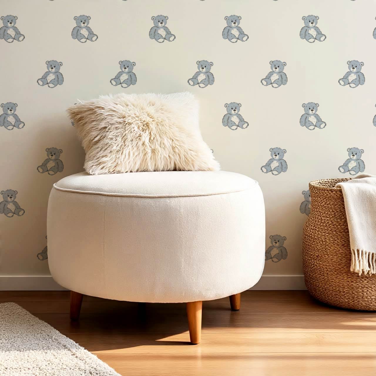 Lucas Teddy Bear Cream Wallpaper