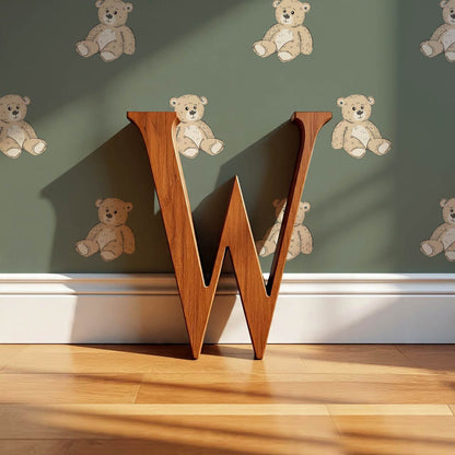 Lucas Teddy Bear Olive Green Wallpaper