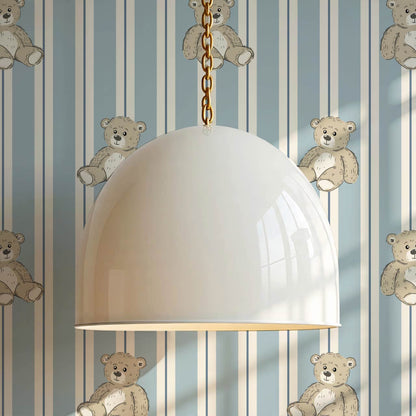 Lucas Teddy Bear Double Stripes Blue Wallpaper