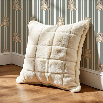 Lucas Teddy Bear Double Stripes Sage Wallpaper