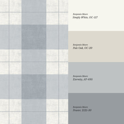 Lucia Gingham Linen Blue Gray Wallpaper