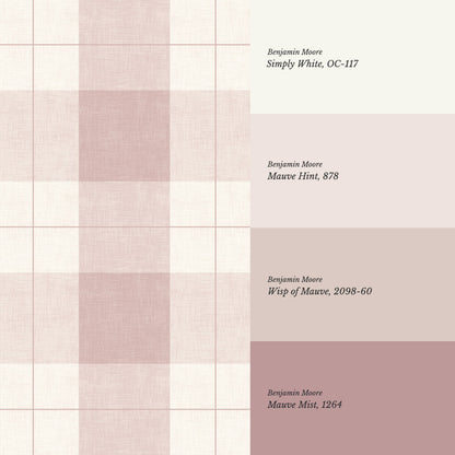 Lucia Gingham Linen Rose Dust Wallpaper