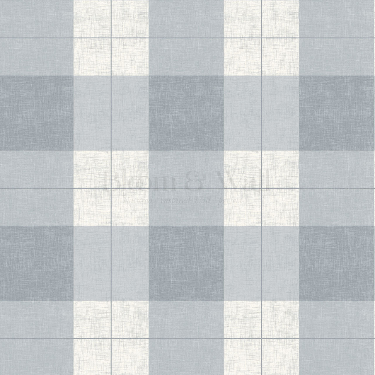Lucia Gingham Linen Blue Gray Wallpaper