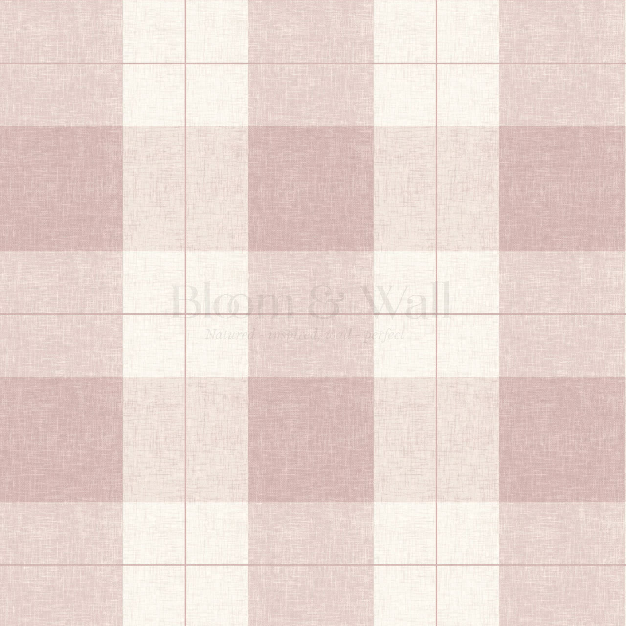 Lucia Gingham Linen Rose Dust Wallpaper