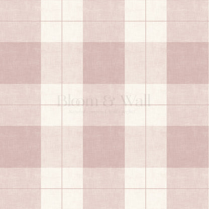 Lucia Gingham Linen Rose Dust Wallpaper