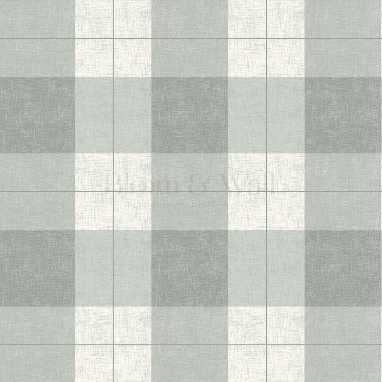 Lucia Gingham Linen Green Gray Wallpaper