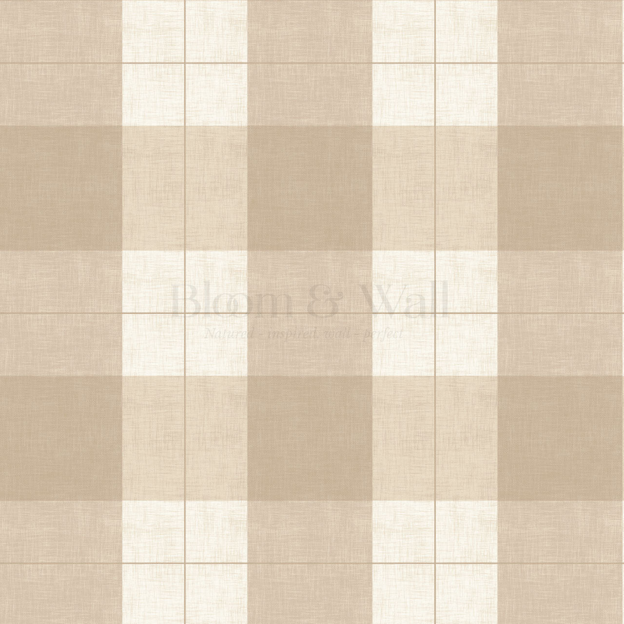 Lucia Gingham Linen Warm Oat Wallpaper